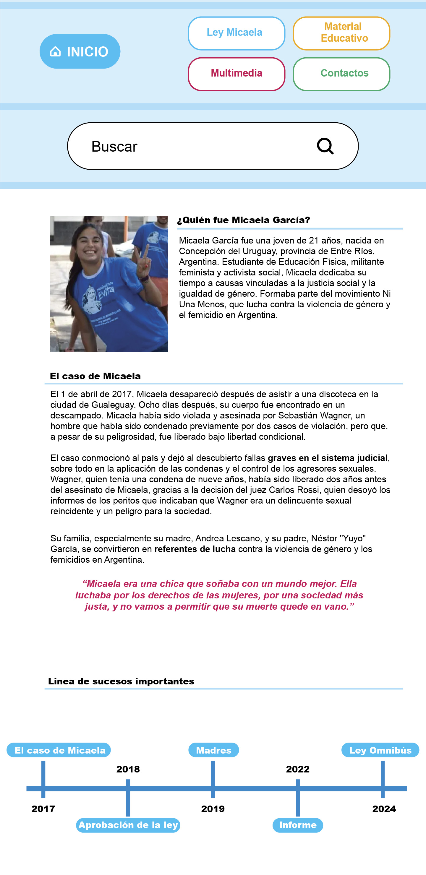 idea de diseño de la página a diseñar